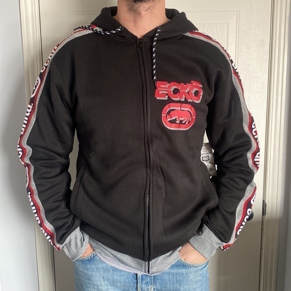 Y2K Streetwear Zip Hoodie Large NWT Ecko Logo Tape 2000s Hip-Hop - Picture 2 of 14
